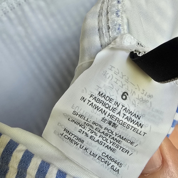 J. Crew, New Blue & White Seersucker Plunging Halter Swim Dress Swimsuit SZ 6 - Picture 9 of 10